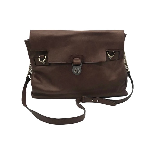 Versace Vitello Perlato Bronze Messenger Bag - Picture 1 of 15